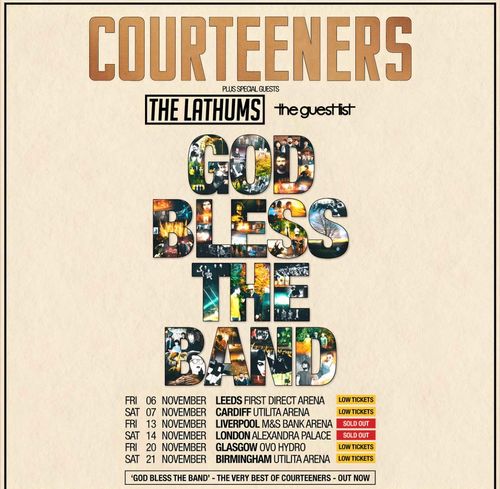 COURTEENERS GOD BLESS THE BAND The Lathums, Courteeners, The Guest List november 2026 tour poster