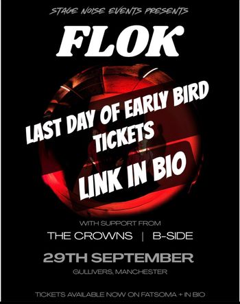 FLOK THE CROWNS, B-SIDE at Gullivers on 29 September 2026 gig poster