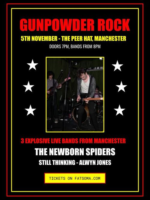 GUNPOWDER ROCK STILL THINKING, ALWYN JONES, THE NEWBORN SPIDERS at The Peer Hat on 5 November 2026 gig poster