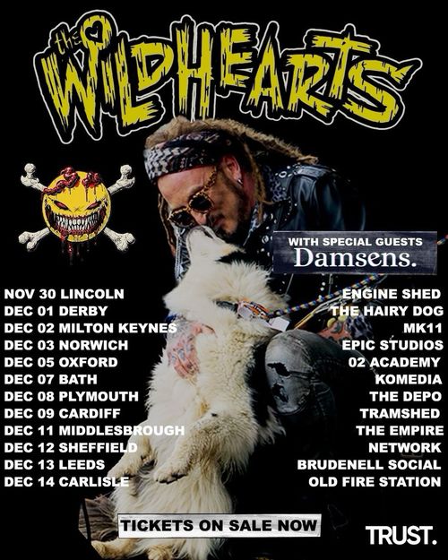 The Wildhearts Damsens november 2026 to december 2026 tour poster