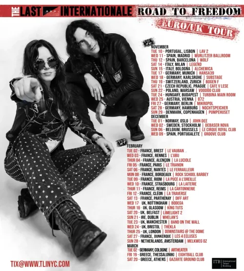 The Last Internationale Road to Freedom Euro/UK Tour The Last Internationale november 2026 to march 2027 tour poster