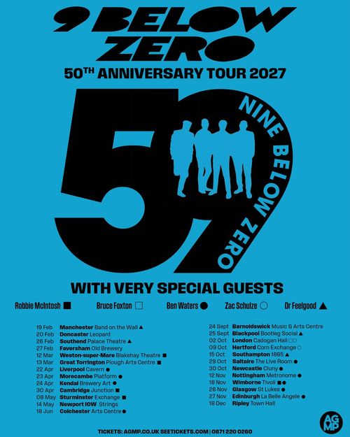 9 Below Zero 50th Anniversary Tour 2027 9 Below Zero, 9 Below Zero february 2027 to december 2027 tour poster