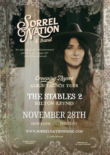 Sorrel Nation & Band - Creeping Thyme Album Launch Tour Sorrel Nation & Band at The Stables 2 on 28 November 2026 gig poster
