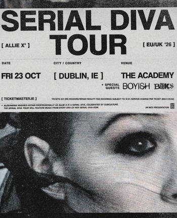 SERIAL DIVA TOUR Beks, Allie X, Boyish at The Academy on 23 October 2026 gig poster