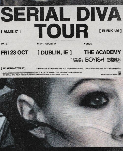 SERIAL DIVA TOUR Beks, Allie X, Boyish at The Academy on 23 October 2026 gig poster