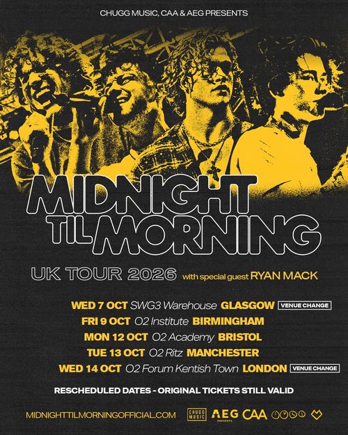 Midnight Til Morning UK Tour 2026 with special guest Ryan Mack Midnight Til Morning, Ryan Mack october 2026 tour poster