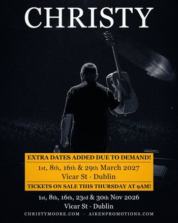 CHRISTY Christy Moore, Christy Moore november 2026 to march 2027 tour poster