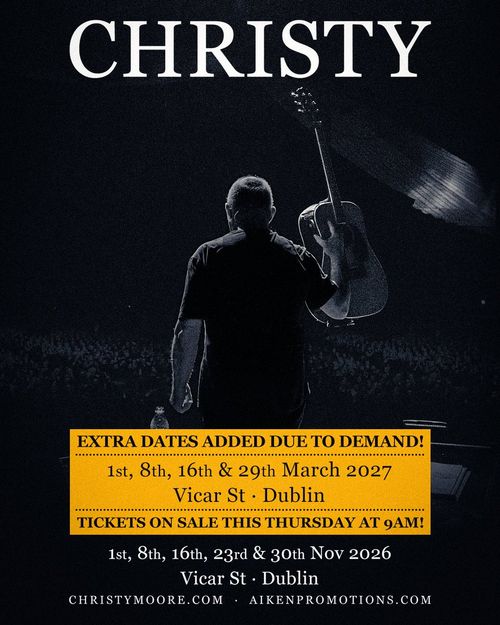 CHRISTY Christy Moore, Christy Moore november 2026 to march 2027 tour poster