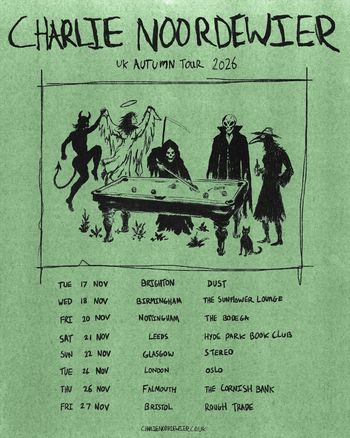 CHARLIE NOORDEWIER UK AUTUMN Tour 2026 Charlie Noordewier at The Bodega on 20 November 2026 gig poster