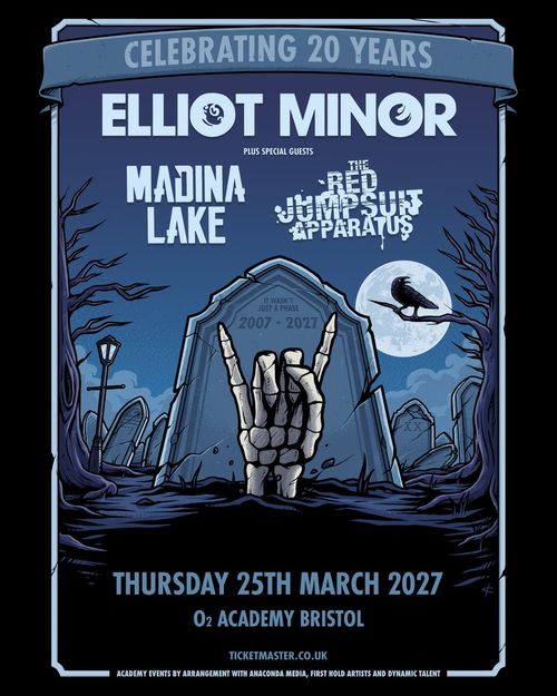 ELLIOT MINOR plus special guests MADINA LAKE and THE RED JUMPSUIT APPARATUS Elliot Minor, Madina Lake, The Red Jumpsuit Apparatus at O2 Academy Bristol on 25 March 2027 gig poster