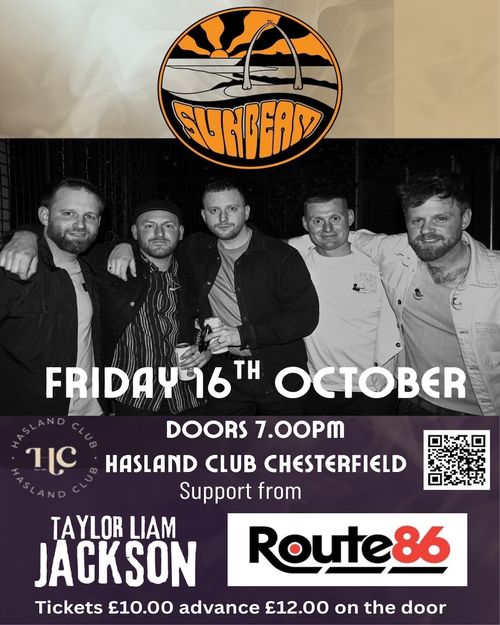 SUNBEAM Route 86, Taylor Liam Jackson at Hasland Club on 16 October 2026 gig poster