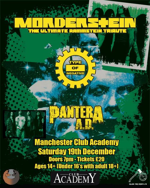 Morderstein - The Ultimate Rammstein Tribute Morderstein, Pantera A.D., Type Of Negative at Club Academy on 19 December 2026 gig poster