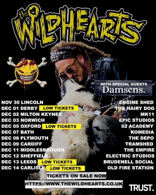 The Wildhearts Damsens november 2026 to december 2026 tour poster