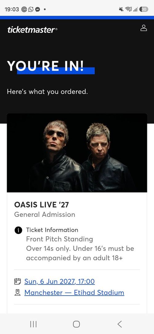 Oasis live '27 Oasis may 2027 to september 2027 tour poster