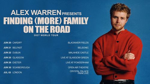 Alex Warren Presents Finding (More) Family On The Road 2027 World Tour Kiwi, Alex Warren june 2027 to july 2027 tour poster