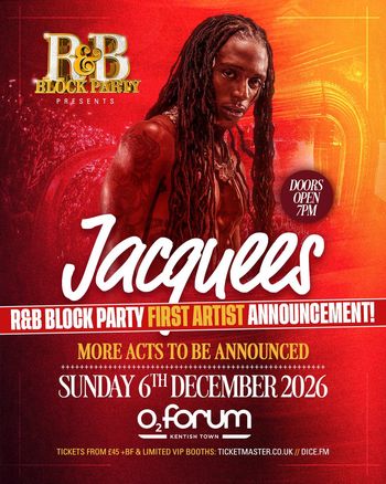 Jacquees at O2 Forum on 6 December 2026 gig poster