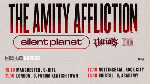 THE AMITY AFFLICTION Currents, Silent Planet, Karpathian Relict, ORTHODOX october 2026 tour poster
