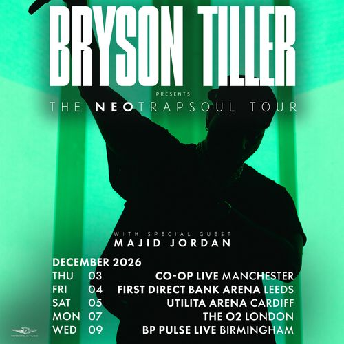 Bryson Tiller presents The NeoTrapSoul Tour with special guest Majid Jordan Bryson Tiller, Majid Jordan december 2026 tour poster