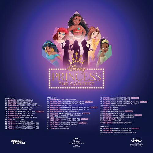 Disney Princess The Concert march 2027 to may 2027 tour poster