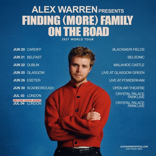 Alex Warren presents Finding (More) Family On The Road 2027 World Tour Alex Warren june 2027 to july 2027 tour poster