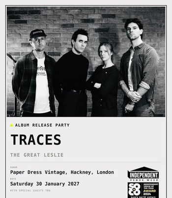TRACES The Great Leslie at Paper Dress Vintage on 30 January 2027 gig poster