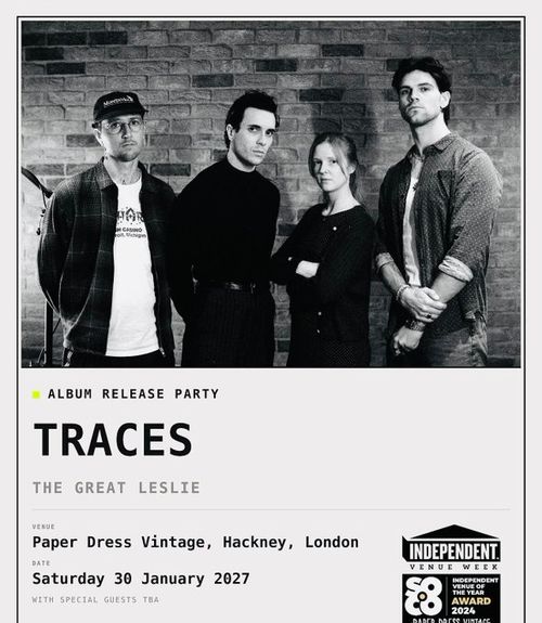 TRACES The Great Leslie at Paper Dress Vintage on 30 January 2027 gig poster