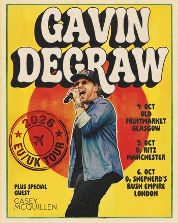 Gavin DeGraw EU/UK Tour 2026 Gavin DeGraw, Casey McQuillen october 2026 tour poster
