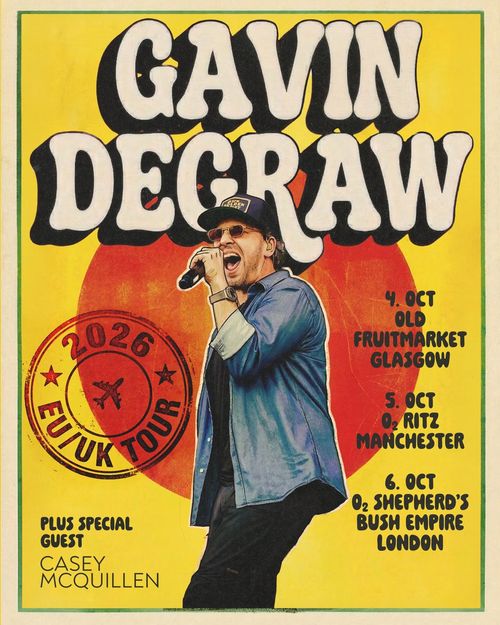 Gavin DeGraw EU/UK Tour 2026 Gavin DeGraw, Casey McQuillen october 2026 tour poster