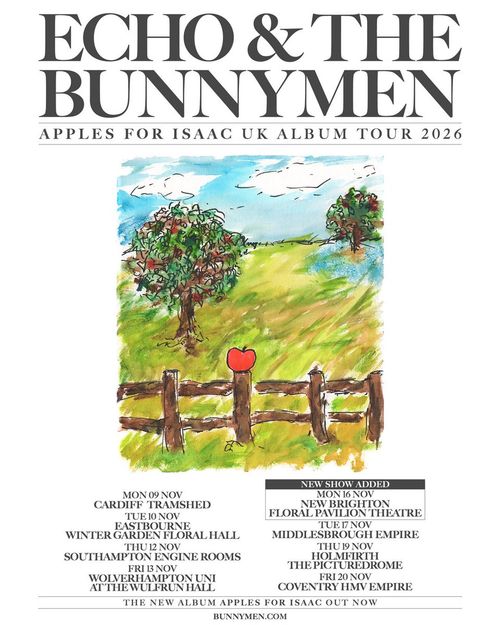 ECHO & THE BUNNYMEN APPLES FOR ISAAC UK ALBUM TOUR 2026 Echo & the Bunnymen november 2026 tour poster