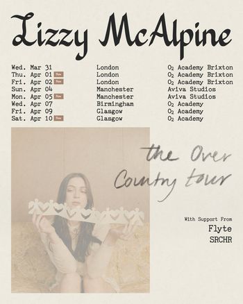 Lizzy McAlpine - the Over Country tour Lizzy McAlpine april 2026 tour poster