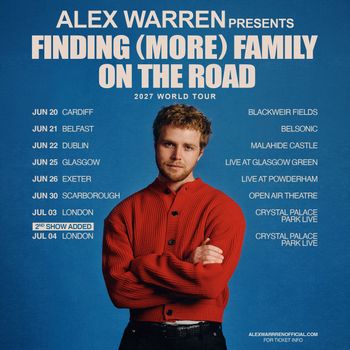 Alex Warren Presents Finding (More) Family On The Road 2027 World Tour Alex Warren at Open Air Theatre on 30 June 2027 gig poster