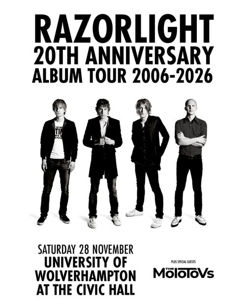 Razorlight "America" 20th Anniversary Tour The Molotovs, Razorlight, KS november 2026 to december 2026 tour poster