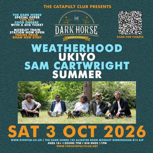 THE DARK HORSE Vivienne, WEATHERHOOD, SAM CARTWRIGHT, The Hills, Ukiyo, Summer at The Dark Horse on 3 October 2026 gig poster