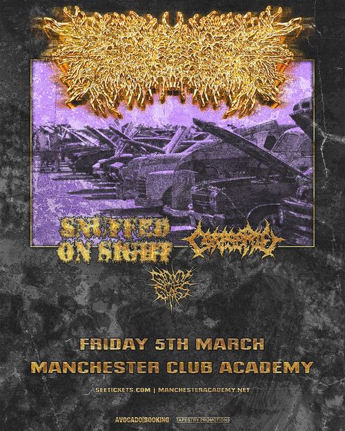 Peeling Flesh with Snuffed On Sight, Corpse Pile, and Girl of Glass Corpse Pile, Snuffed on Sight, Girl of Glass, PeelingFlesh at Club Academy on 5 March 2027 gig poster