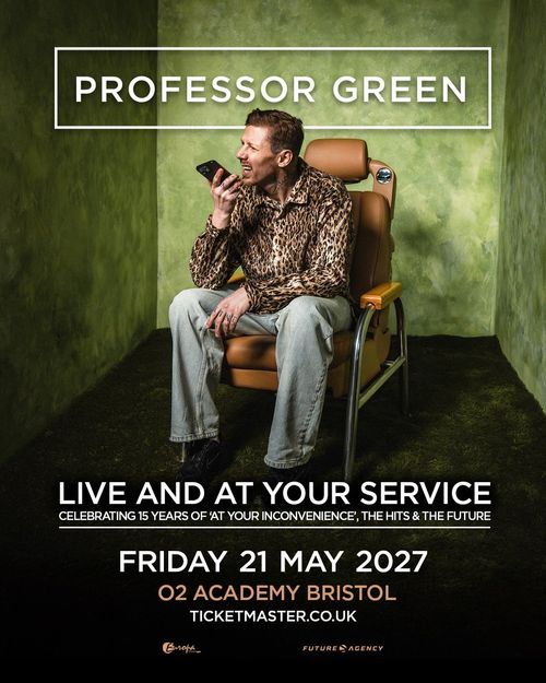 PROFESSOR GREEN - LIVE AND AT YOUR SERVICE Professor Green at O2 Academy Bristol on 21 May 2027 gig poster