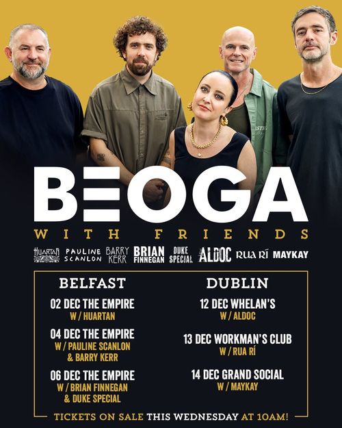 Beoga with Friends Beoga, ALDOC, Maykay, Rua Rí, Duke Special, Barry Kerr, Brian Finnegan, Pauline Scanlon, Huartan december 2026 tour poster