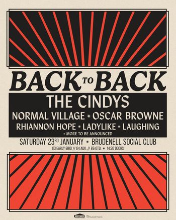 BACK to BACK ladylike, The Cindys, Normal Village, Rhiannon Hope, Oscar Browne, LAUGHING at Brudenell Social Club on 23 January 2027 gig poster