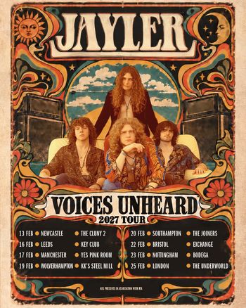 JAYLER - Voices Unheard 2027 Tour Jayler at Bodega on 23 February 2027 gig poster
