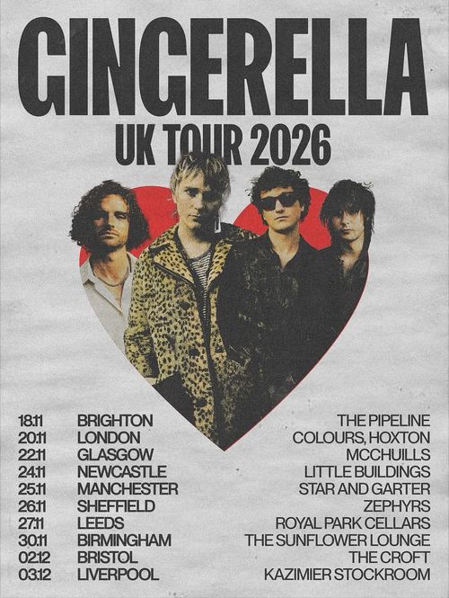 GINGERELLA UK TOUR 2026 Gingerella, Vieira and The Silvers, knots., VADIM KOSMOS november 2026 to december 2026 tour poster