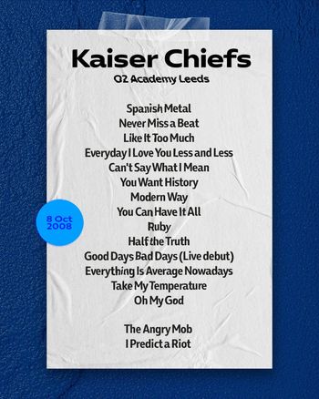 Kaiser Chiefs at O2 Academy Leeds on 8 October 2008 gig poster