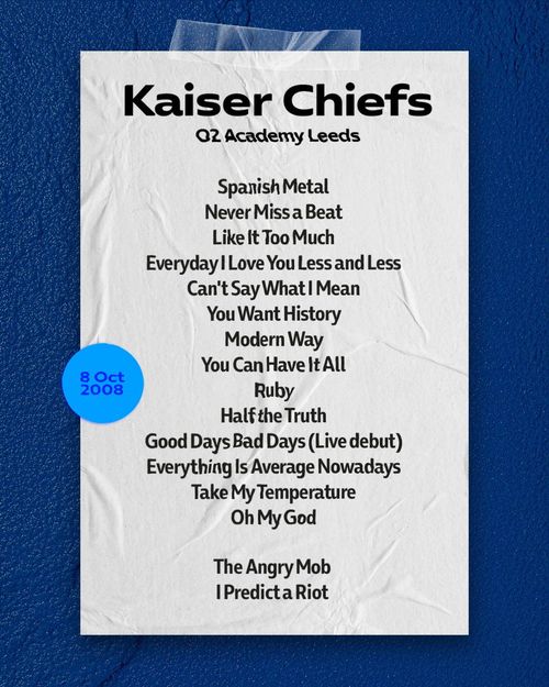 Kaiser Chiefs at O2 Academy Leeds on 8 October 2008 gig poster