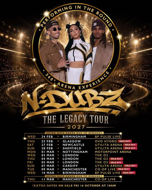 N-Dubz - The Legacy Tour 2027 N-Dubz february 2027 to march 2027 tour poster