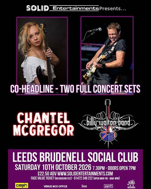 Chantel Mcgregor + Billy Walton Band Chantel McGregor, Billy Walton Band at Brudenell Social Club on 10 October 2026 gig poster