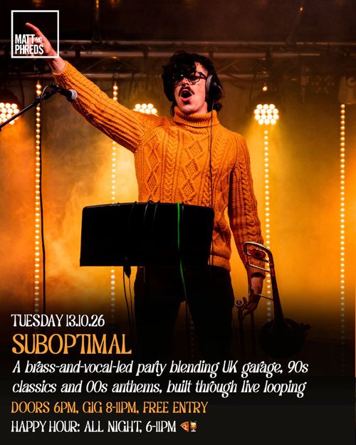 SUBOPTIMAL at Matt and Phreds on 13 October 2026 gig poster
