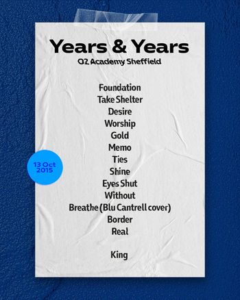 Years & Years at O2 Academy Sheffield on 13 October 2015 gig poster