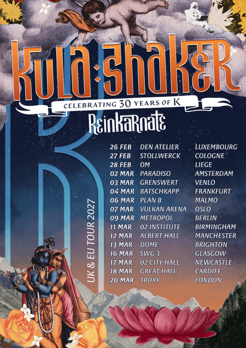 Kula Shaker - Reinkarnate Kula Shaker february 2027 to march 2027 tour poster