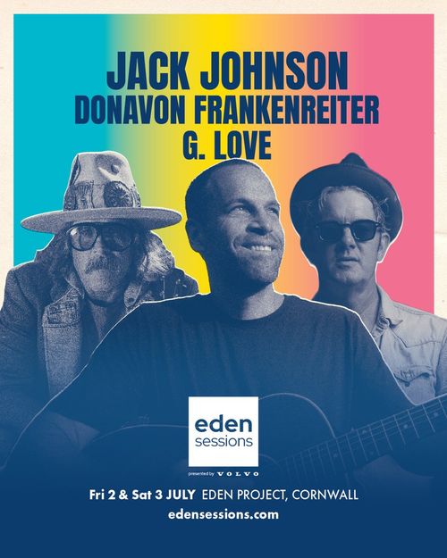 JACK JOHNSON DONAVON FRANKENREITER G. LOVE Donavon Frankenreiter, G. Love, Jack Johnson july 2027 tour poster