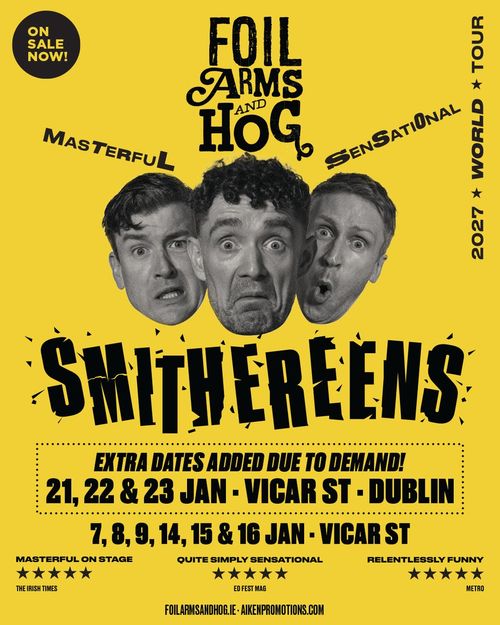 Foil Arms and Hog - Smithereens 2027 World Tour The Smithereens, Foil Arms and Hog january 2027 tour poster