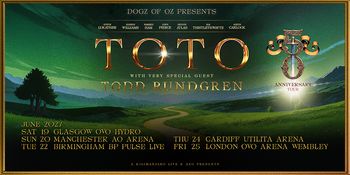 TOTO 50th Anniversary Tour with very special guest Todd Rundgren Toto, Todd Rundgren june 2027 tour poster