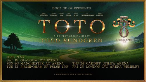 TOTO 50th Anniversary Tour with very special guest Todd Rundgren Toto, Todd Rundgren june 2027 tour poster